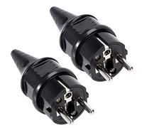 GUNGY Prise Electrique Male Fiche Electrique 250V 16A Prises Males pour Câble 6-16mm Protection IP44 Adaptée à Intérieur Fiches de Rechange Noir 2 Pièces