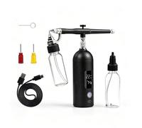 GunI - Kit aérographe sans obstruction avec écran LCD, pistolet aérographe sans fil non obstruant, machine à aérographe portable pour ongles, maquillage, peinture, gâteau, modelage (noir)