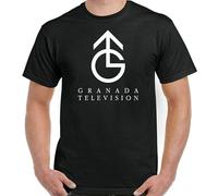 Guniangjia Granada Television T-Shirt Mens Retro TV Station UK British Broadcaster Top Film T-Shirt Black L