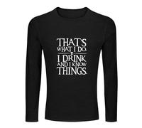 Guniangjia Men's Thats What I Do I Drink and I Know Things Long Sleeve Summer T-Shirt M