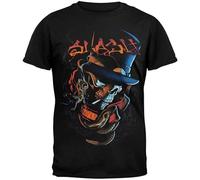 Guniangjia Orange Letters Top Hat Crossbones T Shirt Black XL