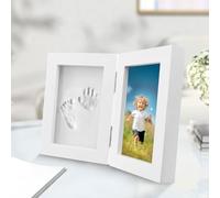 Guniata Cadre photo pour bébé - Empreinte de main et de pied - Personnalisable - Pour nouveau-né, garçons et filles (couleur bois)
