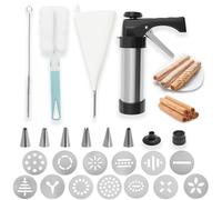Guniata Churro Maker Seringue à biscuits en acier inoxydable avec poignée ergonomique et bec verseur pour beignets, biscuits et cupcakes (A)