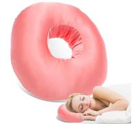 Guniata Coussin de piercing avec trou, coussin donut pour piercing d'oreille, lisse, doux, creux compact, soulage la pression, pour les douleurs d'oreille et les escarres sur le côté (rose)