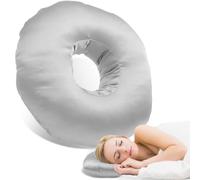 Guniata Coussin de piercing avec trou, coussin donut pour piercing d'oreille, lisse, doux, creux compact, soulage la pression, pour les douleurs d'oreille et les escarres sur le côté (gris)