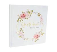 Guniata Livre d'or de mariage - 120 pages - Élégant livre d'or de mariage personnalisé pour communion, fête, réception, fiançailles (rose)
