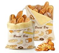 Guniata Lot de 2 sacs à pain en cire d'abeille avec fermeture éclair en forme de L, réutilisables, 42 × 33 cm, grand sac en cire d'abeille, pour pain sure, fromage, boulangerie, maison et ferme, Style