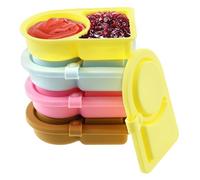 Guniata Lot de 4 récipients à sauce, en silicone, avec double compartiment, mini boîtes avec couvercle, récipients à sauce, récipients pour sauces, épices, sauce, confiture (A)