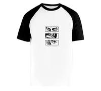 Gunmant AOT Titan Anime Attaque Shingeki Trois Les Yeux Regard T-Shirt De Baseball Blanc pour Hommes Femmes Manches Courtes Unisexe Col Rond White Unisex XXL