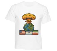 GUNMANTOR Conflit Entre Israël Et L'iran T-Shirt Blanc Enfants Garçons Filles Manches Courtes Col Rond