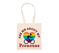 GUNMANTOR Demandez-Moi Mes Pronoms Sac à Provisions Beige Réutilisable Durable écologique Reusable Shopping Bag