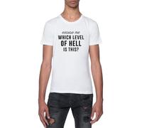 GUNMANTOR Excusez-Moi, Quel Est Ce Niveau D'enfer T-Shirt Blanc Homme Manches Courtes Col Rond