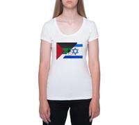 GUNMANTOR Israël Contre Iran T-Shirt Blanc Femme Manches Courtes Col Rond