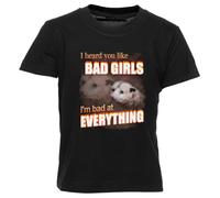 GUNMANTOR J'Ai Entendu Dire Que Tu Aimais Les Mauvaises Filles T-Shirt Noir Enfants Garçons Filles Manches Courtes Col Rond