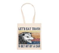 GUNMANTOR Mangeons Des Déchets Et Faisons-Nous Renverser Par Une Voiture Sac à Provisions Beige Réutilisable Durable écologique Reusable Shopping Bag