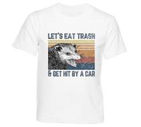 GUNMANTOR Mangeons des Déchets Et Faisons-Nous Renverser par Une Voiture T-Shirt Blanc Enfants Garçons Filles Manches Courtes Col Rond