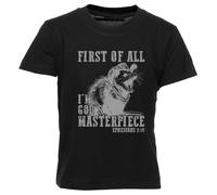 GUNMANTOR Possum Tout d'abord, Je suis À Dieu T-Shirt Noir Enfants Garçons Filles Manches Courtes Col Rond