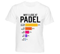 GUNMANTOR Pourquoi Je Perds Au Padel T-Shirt Blanc Enfants Garçons Filles Manches Courtes Col Rond