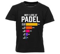 GUNMANTOR Pourquoi Je Perds Au Padel T-Shirt Noir Enfants Garçons Filles Manches Courtes Col Rond