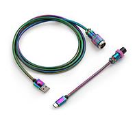 GUNMJO Câble USB C droit Pro 304 en acier inoxydable pour clavier de jeu, câble de clavier mécanique avec aviateur en métal amovible pour clavier d'ordinateur, USB-C vers USB-A, couleur chrome 1,6 m