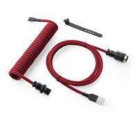 GUNMJO Pro Câble USB C spiralé pour clavier de jeu, câble de clavier mécanique à double manchon avec aviateur en métal amovible, 1,5 m USB-C vers USB-A, rouge