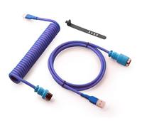 GUNMJO Pro Câble USB C spiralé pour clavier de jeu, câble de clavier mécanique à double manchon avec aviateur en métal amovible, 1,5 m USB-C vers USB-A, couleur nébuleuse