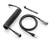 GUNMJO Pro Câble USB C spiralé pour clavier de jeu, câble de clavier mécanique à double manchon avec aviateur en métal amovible, 1,5 m USB-C vers USB-A, noir carbone