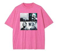Gunna The Last WUN Album Merch T-shirt délavé col rond manches courtes en coton T-shirt femme homme Streetwear Tops, rose, 4XL