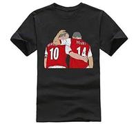 Gunners Dennis Bergkamp and Thierry Henry T-Shirt Graphic Top Printed Shirt Short-Sleeve Tee Mens