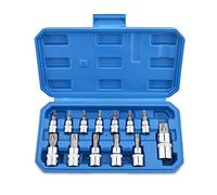 Gunpla 13 Pièces Jeu de Douilles Torx Embouts Tournevis Male Femelle T8 - T70 en Acier Chromé au Vanadium 1/4" 3/8" et 1/2" avec Boite pour Stockage