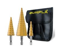 Gunpla 3 Pièces Foret Étagé HSS Titané 4-12/20/32mm, Triangle Conique avec Tige Hexagonale, Foret Meche Etage Metal pour Métal, Acier, Bois, Aluminium, PVC