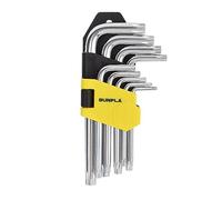 Gunpla Ensemble Clé Allen Torx Coudée Etoile Hexagonales à Court Bras Lot de 9 Pièces avec Boîtier de Rangement T10-T50 pour Entretien De La Maison Chantier Projet