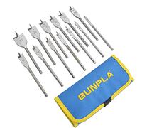 Gunpla Kit de 13 Forets de 6 A 32mm en Acier au Carbone Robuste avec Tige Hexagonale Travail du Bois Forage Bois Lames Plates avec Pochette de Rangement pour Contreplaqué Plastique Coupes Aggloméré