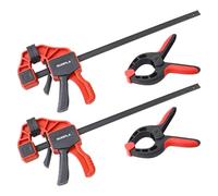 Gunpla Serre Joint Menuisier Rapide 4 Pièces - 2x Serre-Joints à Barre 300 mm + 2x Pinces à Ressort - Libération Rapide Une Main, 68 kg - Pour Travail du Bois, Métal et DIY