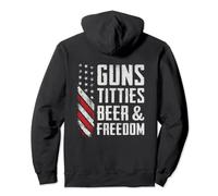 Guns Titties Beer & Freedom - Pistolet à boire (sur le dos) Sweat à Capuche
