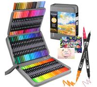 Gunsamg 80 Feutres Coloriage Adulte pour Dessiner, Manga, Doodling, Scrapbooking, Aquarelle Stylos Feutre Coloriage Enfants, Double Pointe Fine avec Livre de Coloriage et Cartes de Vœux