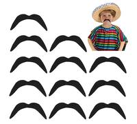Gunwon 12 Pcs Fake Moustache,Mexican Moustache Black Bandit Mustache,Fancy Dress Moustache Party Fake Hair Moustache for Masquerade Party Favor, Birthday Party, Costume Party Performance Fancy Dress