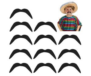 Gunwon 12 Pcs Fake Moustache,Mexican Moustache Black Bandit Mustache,Fancy Dress Moustache Party Fake Hair Moustache for Masquerade Party Favor, Birthday Party, Costume Party Performance Fancy Dress