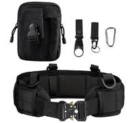 Gunyoo Molle Battle Belt Set Tactical Military Airsoft Ceinture Boucle réglable à fermeture rapide avec poche Molle et crochet (Noir)