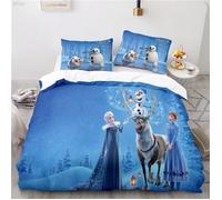 GUO-920 Parure de lit dessin animé Disney la reine des neiges, ensemble de literie avec housse de Anna Els Taille:200x200cmx1