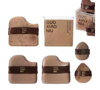 Guo Xiao Niu Makeup Puff, 1 Box Of 6 Pcs Guoxiaoniu Chocolate Chocolate Cookie Puff Set, Mini Thumb Concealer Makeup Tool, Leather Cushion Powder Puff without Eating Powder (3 set)