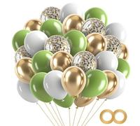 GUO-YING Ballons Anniversaire et DéCo Mariage - kit Complet Avec Ballons Vert Olive, Or MéTallique, Blanc et Pailleté Or - DéCoration de FêTe