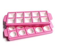GUO-YING Moule à Ravioli et Won Ton en Plastique - 2 Pièces (Carré et Rond) avec 10 Cavités - Fabrication de Pâtes Fraîches et Pâte à Pression - Réutilisable et Facile à Nettoyer (CF-03)