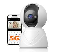 GUOANVISION Caméra de sécurité panoramique/inclinable, caméra domestique WiFi 5G pour moniteur de bébé/caméra d'animal domestique, mise au point automatique et zoom, détection de mouvement, audio