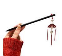 Guochao Coiffe en bois avec épingle à cheveux rouge pour mariage