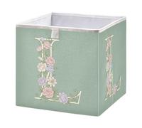 GuoChe Bac de rangement pliable Cube de rangement pour chambre d'enfant Motif floral Vert Lettre L Art