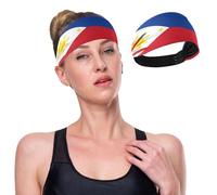 GuoChe Bandeau de yoga extensible avec drapeau des Philippines - Couleur correcte - Antidérapant - Pour femme - Pour tennis, tennis, course à pied, volley-ball