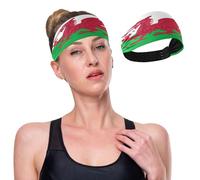 GuoChe Bandeau élastique anti-transpiration avec drapeau du Pays de Galles pour le football, la randonnée, le lavage du visage