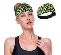GuoChe Bandeau élastique doux et rafraîchissant avec imprimé léopard, vert citron et bleu marine, pour la randonnée, le sport, le cyclisme, la course à pied