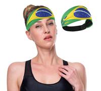 GuoChe Bandeau élastique pour femme avec drapeau du Brésil pour le football, le tennis, la gym, le volley-ball